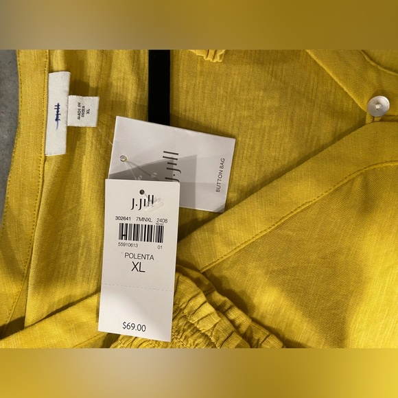 NWT J. Jill Size XL Marigold Yellow 3/4 Smocked Sleeve Henley Top Pearl Buttons - Picture 11 of 11